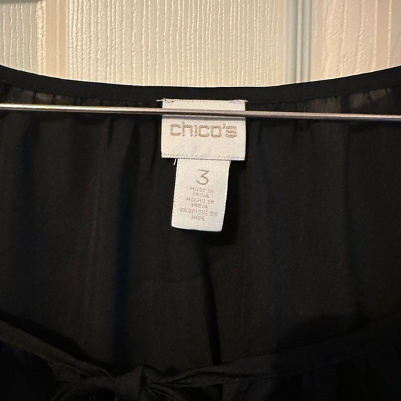 Chico's Black Long Sleeve Tie Front BlouseEUC - Picture 4 of 7